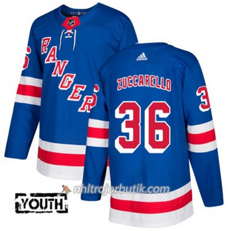 Barn Ishockey New York Rangers Tröja Mats Zuccarello 36 Adidas 2017-2018 Blå Authentic